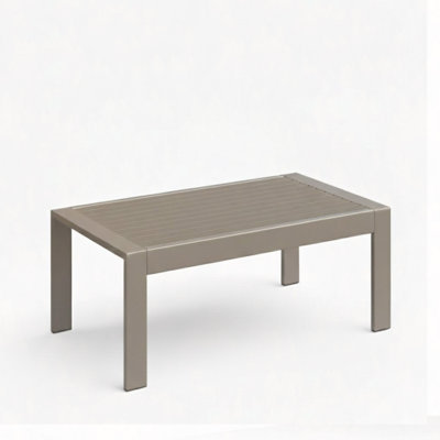 Table basse d'extérieur en métal toutes saisons 43 po x 24 po avec plateau et cadre d'aspect bois