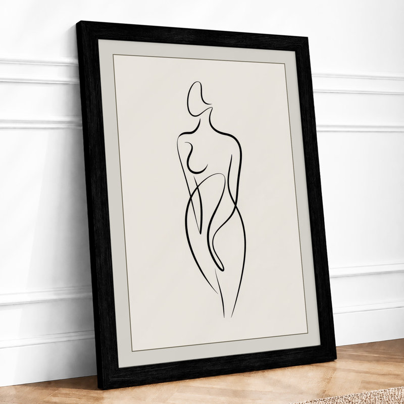 Flowing Lines Minimalist - Print, A2 - 59.4 x 42.0 cm, Black