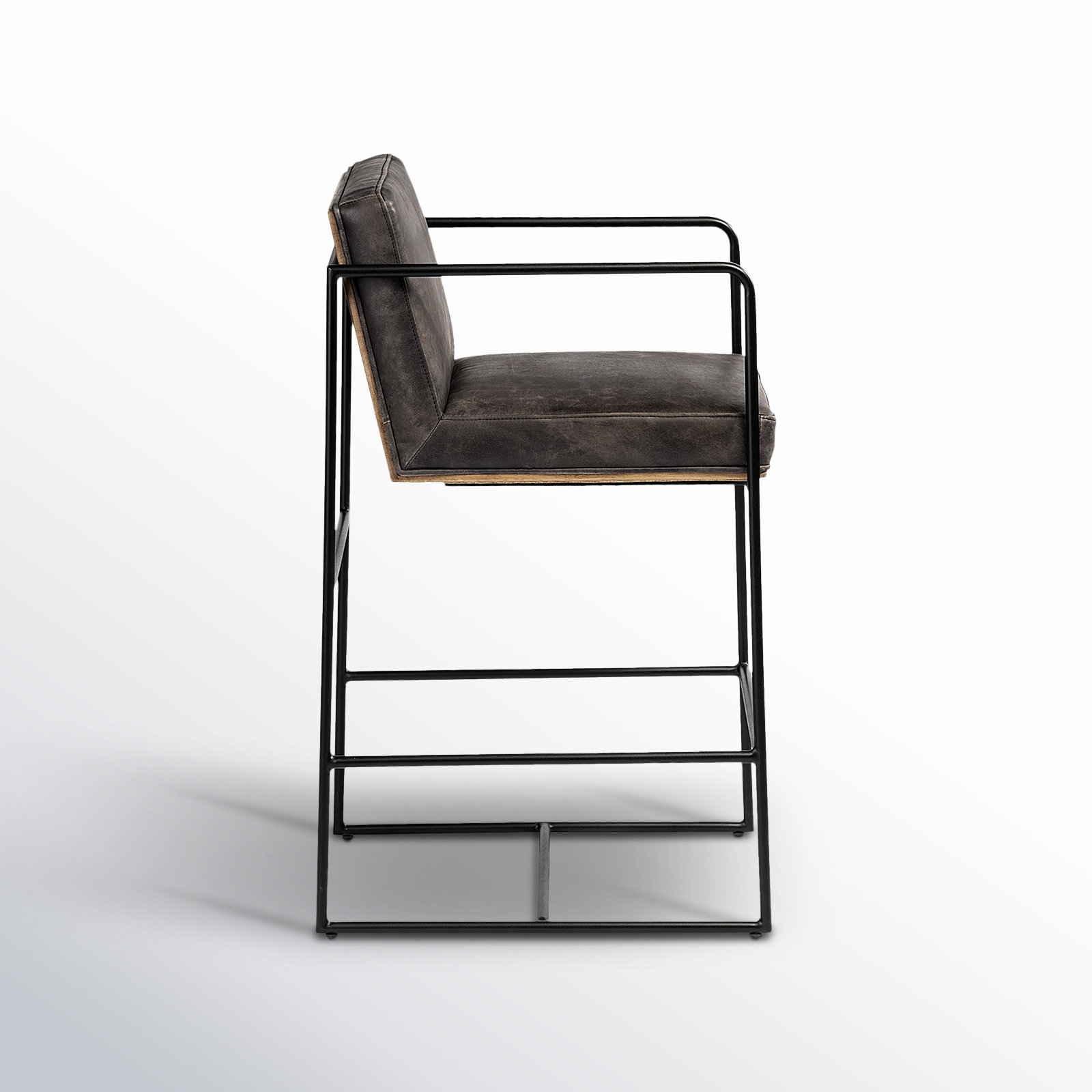 Sidney Genuine Leather Bar & Counter Stool, Counter Stool (26” Seat Height), Dark Brown