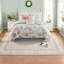 Ensemble de literie luxueux en satin de coton 7 pièces, style bord de mer, corail