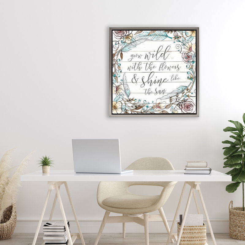 Cadre flottant «Grow Wild With Flowers», conception par SD Graphics Studio, H 25 po x l 25 po, Lustre Grey Floater Frame