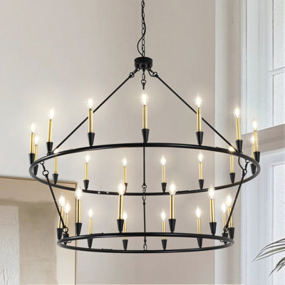 Jivraj 27 - lustre à intensité variable de style maison de campagne noir