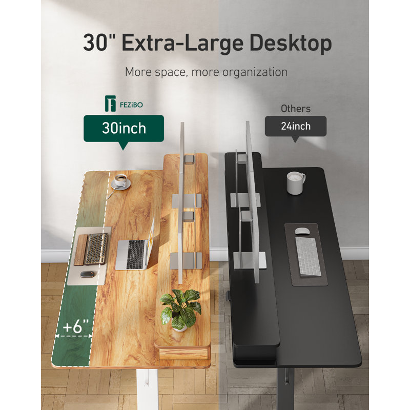 Bureau debout à hauteur ajustable Euri, Rustic clair, H 50 po x l 63 po x P 30 po