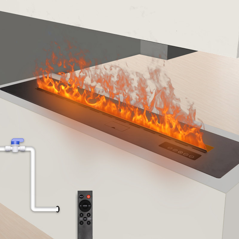 3D Electric Water Vapor Fireplaces Inserts & Freestanding Electric Humidifiers with Remote & Tap Water Inlet Smart Humidifier Steam Fireplace Decoration