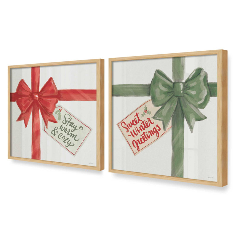 Ensemble de 2 reproductions d'art Cozy Holiday, 16 po x 16 po, Érable américain