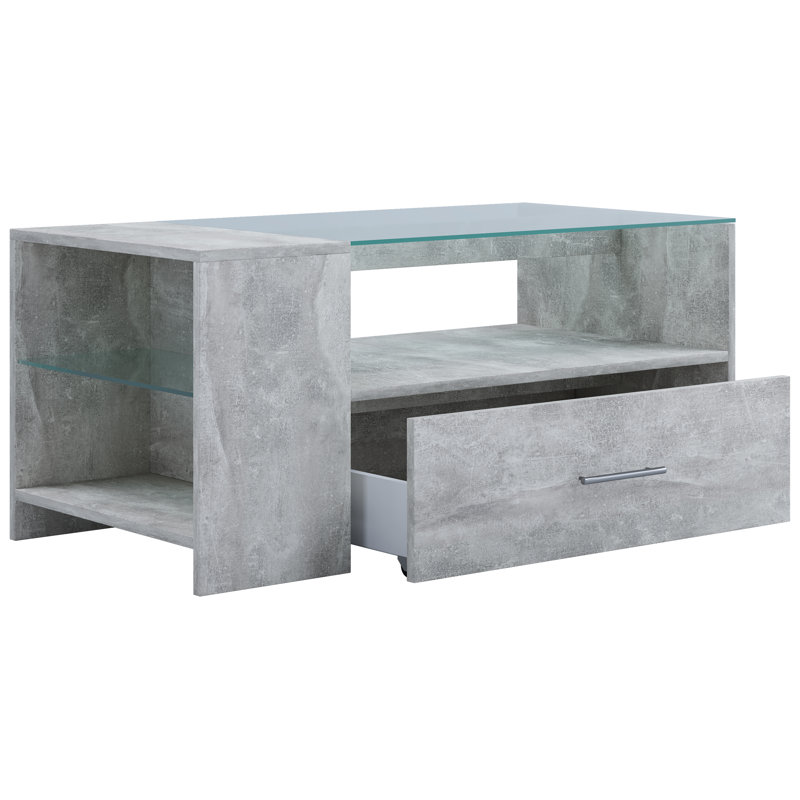 Comaneci Coffee Table with Storage, Grey/Brown/Blue