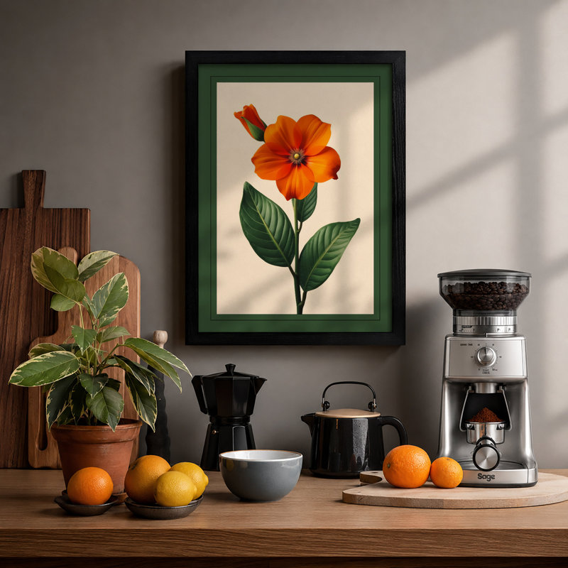 Orange Bloom With Stamens Botanical - Print, A1 - 84.1 x 59.4 cm, Black