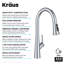 Robinet de cuisine rétractable monocommande à 4 fonctions KRAUS Odelia avec douchette CleanSweep en chrome-123015093