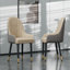 Round Dining Table And 2 Chairs Set, 3pcs Dining Room Sets For Restaurant Kitchen Office, 2-4 Seaters Marble Table And Light Khaki Microfiber Silicone Leather Kitchen Chairs Set Of 2-1804719597-1804719586