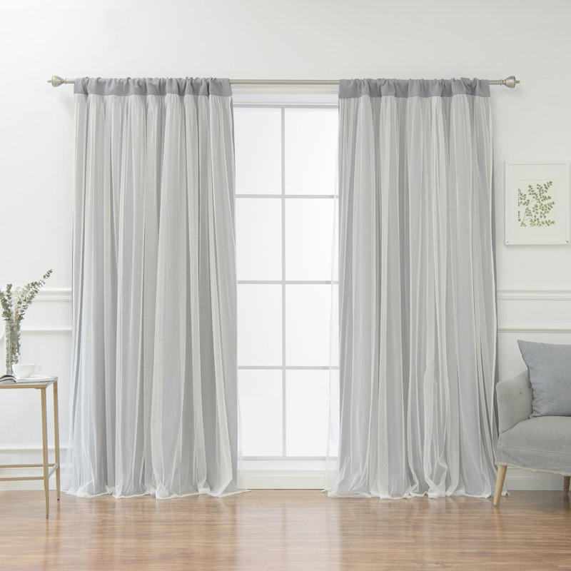 Harborcreek Solid Color Blackout Thermal Rod Pocket Curtain Panels, 52" W x 108" L, Gray