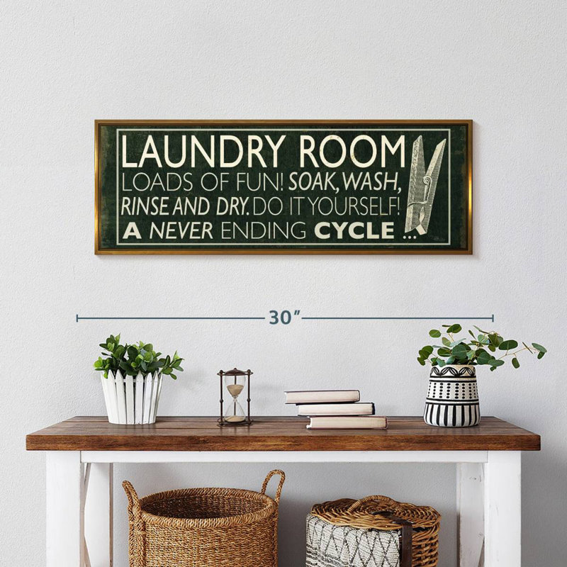 Laundry Room I, Floating Frame Gold, 28" X 10"