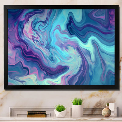 Turquoise mauve marbré fusion I - impressions sur toile abstraites