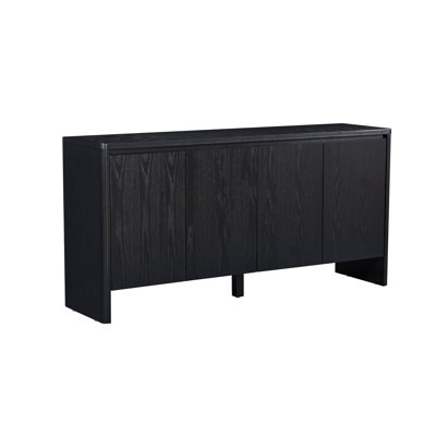 Buffet 61,1 po Mid-Century noir, console multimédia multifonctionnelle pour le salon, la salle à manger et le vestibule
