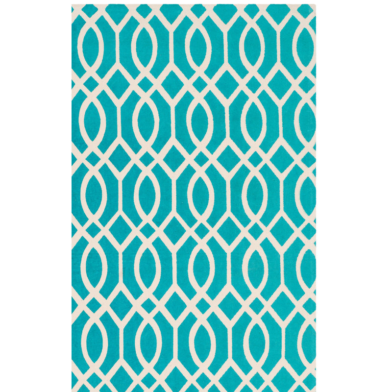 Tapis géométrique en coton tissé à la main Holsworthy Cedar Brook, Rectangle 5 pi x 8 pi