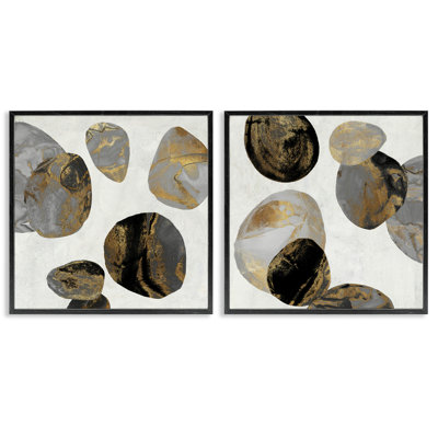 Agate Patterned Shapes 2pc Framed Giclee Set, design by Jacob Q