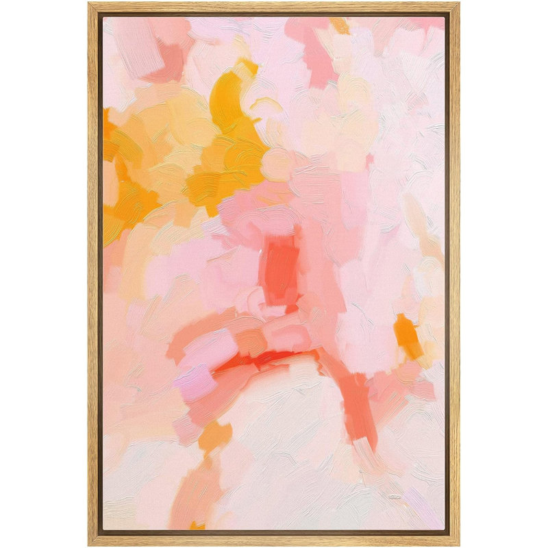 Rose pastel et champ de couleur orange, impression sur toile, Naturel, H 36 po x l 24 po x P 1,5 po