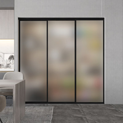  3 Panel Frosted Glass Room Dividers - Sliding Doors - Closet Doors