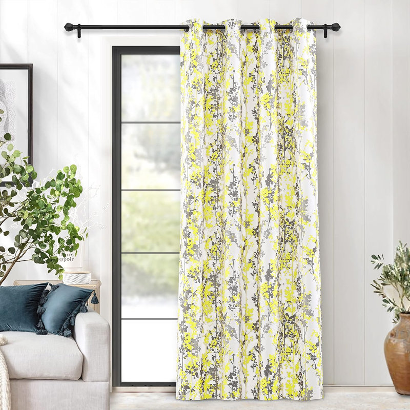 Room Darkening Curtain, Golden Yellow/Gray, 39" W x 78" L