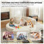 Canapé-lit de luxe semi-circulaire en velours côtelé, fauteuil inclinable convertible 2-en-1 avec coussin de nuque et coussins décoratifs, ensemble de 2-53036382-53036192