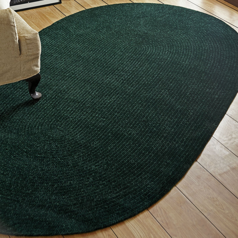 Tapis tressé en chenille de polyester Orlowski - vert émeraude
