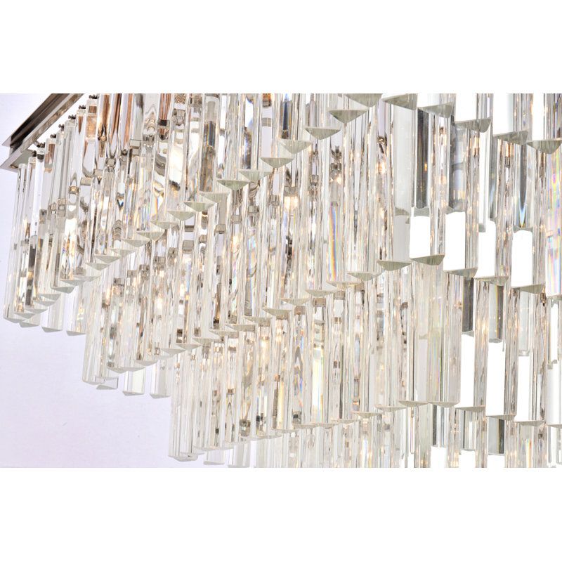 Lustre gradué en cristal à 21 lumières Dahlonega, Nickel poli