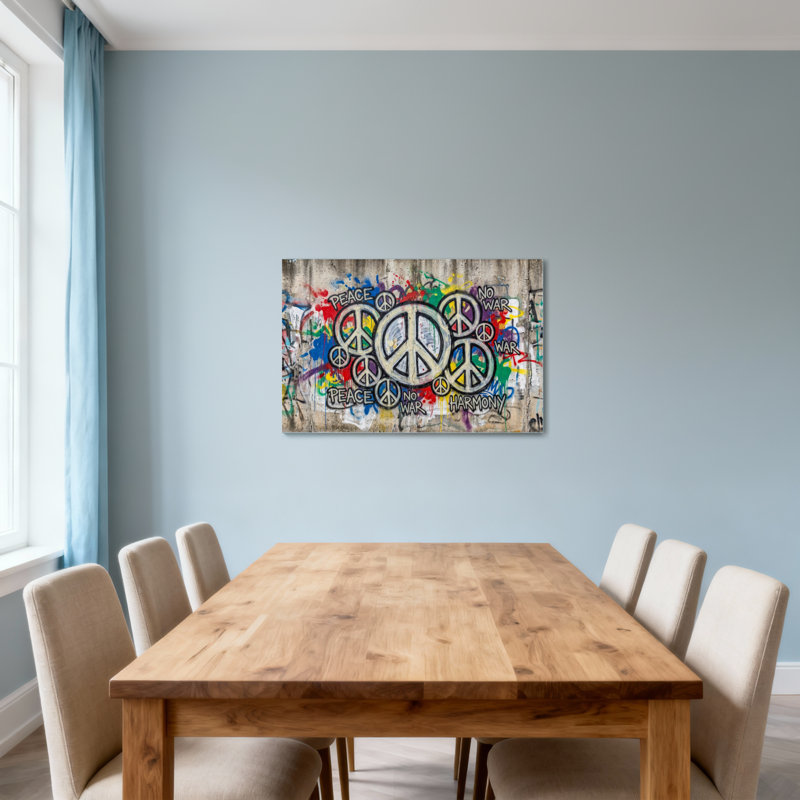 Fashion Peace Symbols Colorful Graffiti, reproduction d'art, H 20 po x l 30 po