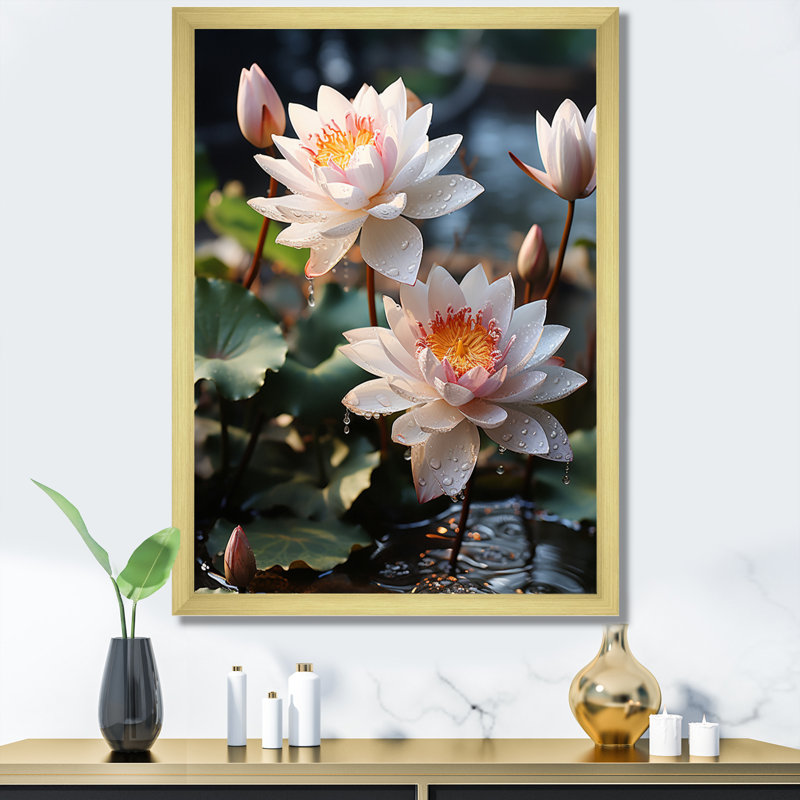 Pazar Égypte lotus sérénité I - impression, Encadrement doré, H 20 po x l 12 po x P 1 po