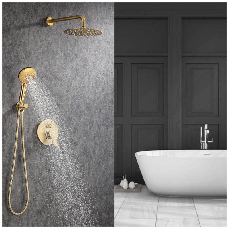 Système de douche complet avec valve brute, Or