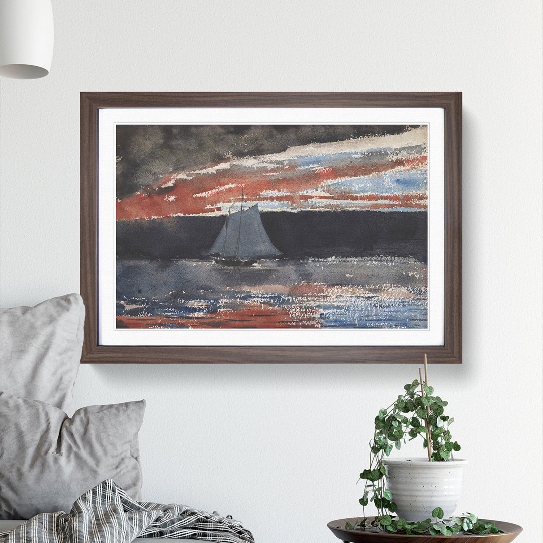 Schooner at Sunset by Winslow Homer - Picture Frame Painting