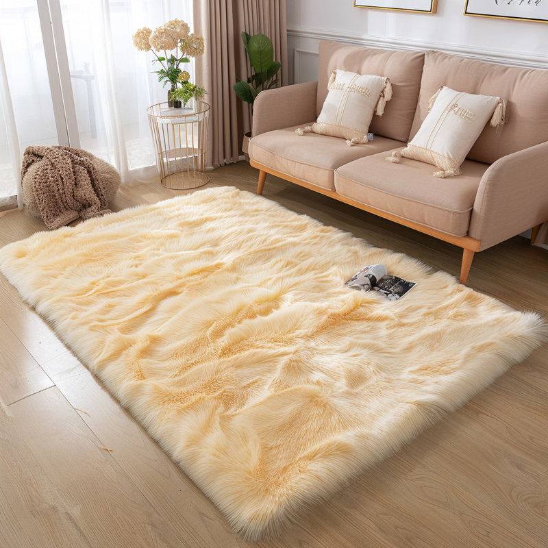 Faux Sheepskin Indoor Rug, Rectangle 6' x 8'