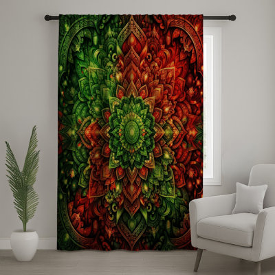 Rideaux de fenêtre complexes à motif mandala, voilages et voilages à motif mandala - 1 panneau