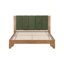 Cadre de lit grand en bois de pin de qualité supérieure, cadre de lit grand avec tête de lit inclus, lit moderne de style Mid-Century, couleur naturelle et verte-188989993-188989995