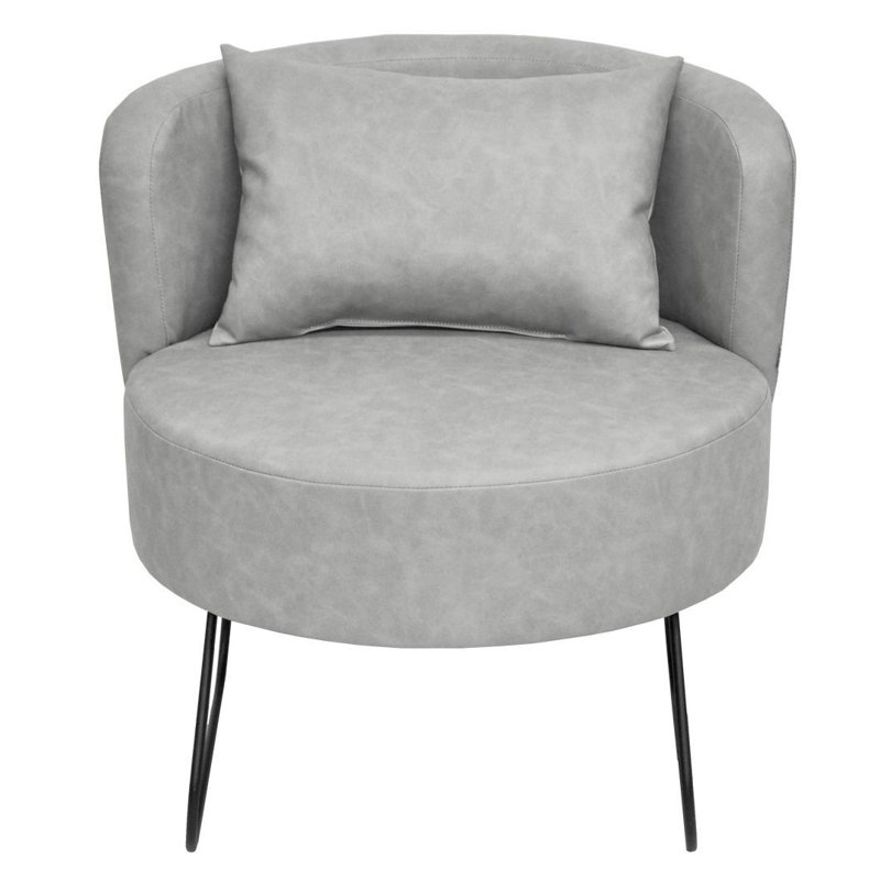 Modern Faux Leather Barrel Chair, Grey