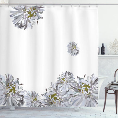 Dahlia Flower Shower Curtain with Hooks Included