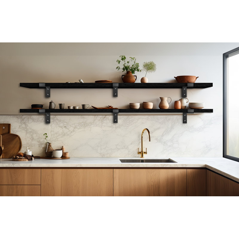 Rayne Floating Shelves Set of 2, H 1 po x l 69 po x P 7 po, Noir