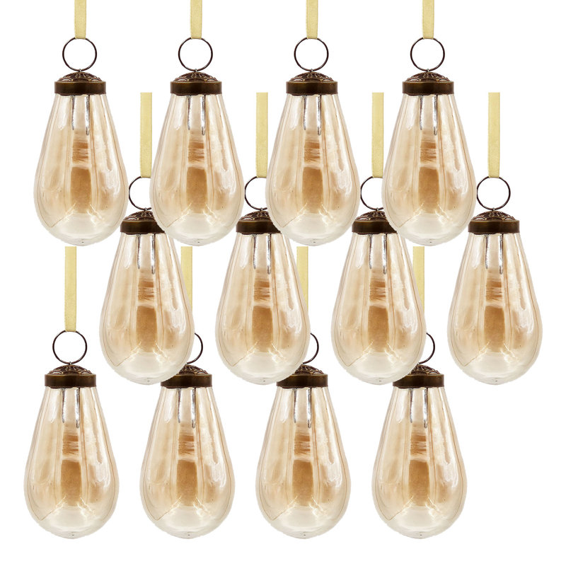 Ornements en forme de larme - Ensemble de 12, Or