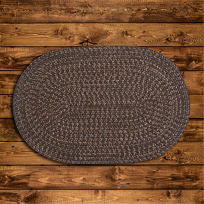 Tapis réversible en mélange de laine Abey - brun écorce, Rond 11 pi