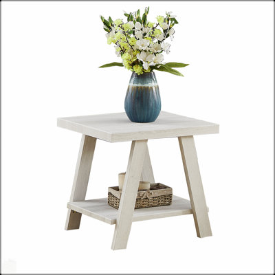 Athens Contemporary Two-Tone Wood Shelf End Table With Ample Storage And Mid-Century Modern Design For Any Living Space