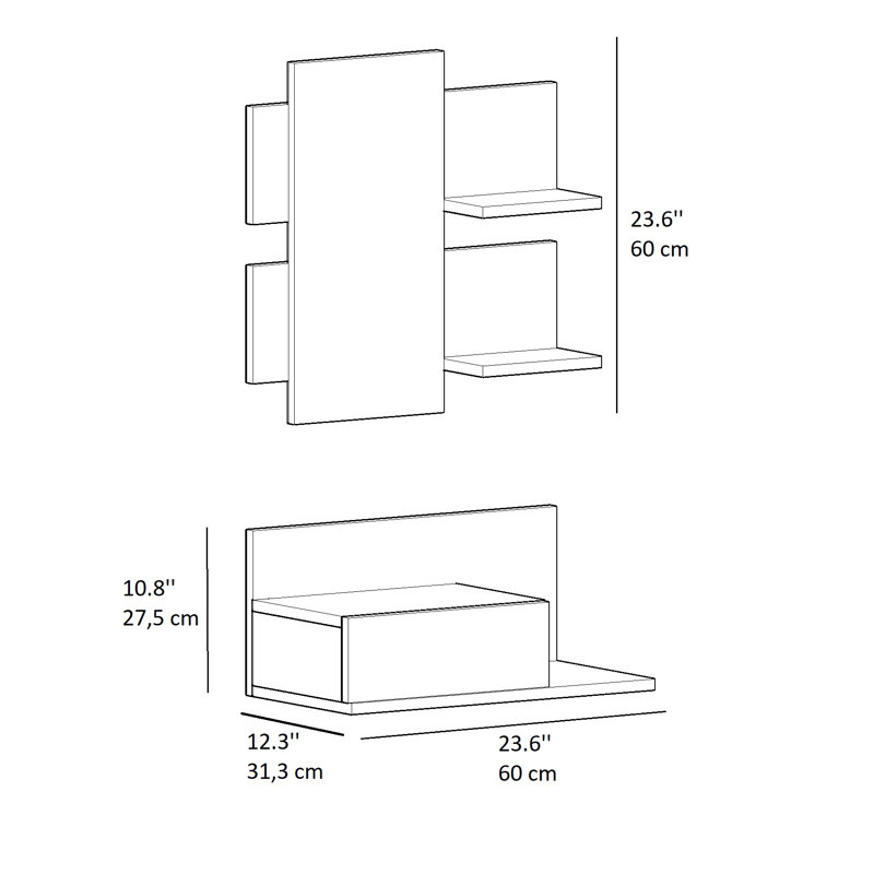 Console Table and Mirror Set 60Cm Ezaria