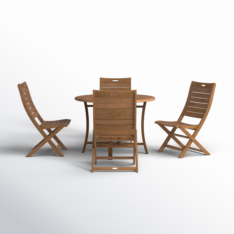 Kinsler Round 4-Person Eucalyptus Outdoor Dining Set , 30" H x 43" W x 43" D