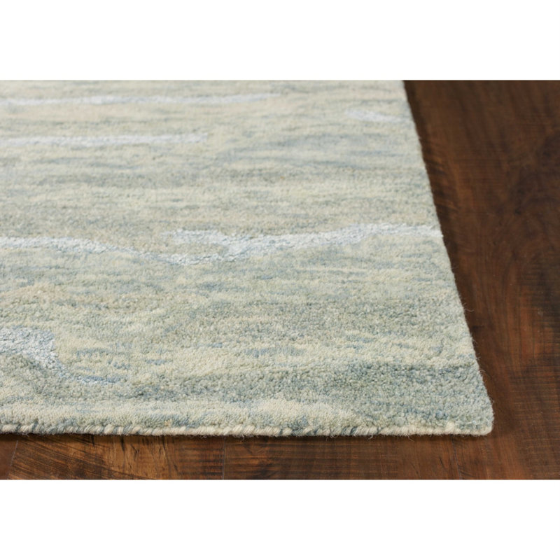 Rectangle Annmaria Abstract Machine Made Rectangle 3'3" x 5'3" Wool Area Rug in Beige/Green/White, 1 x 39 x 63 inches