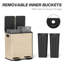  2 x 20L Dual Rubbish Bin Pedal Bin for Recycling and Waste, Gold Tone-113050692