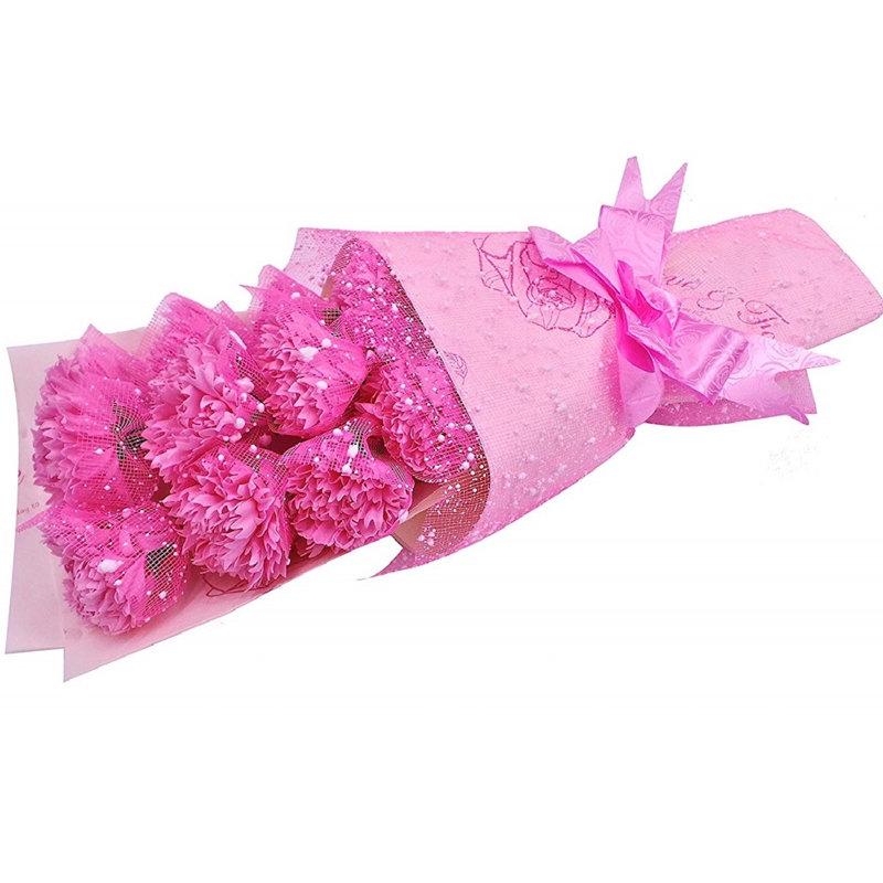 Bouquet de fleurs artificielles artificielles en forme d'œillet, Rose
