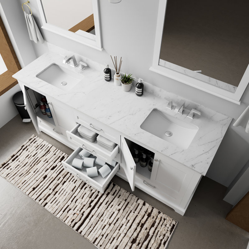 Dukes 80 in W x 22 in D Double Bath Vanity, White