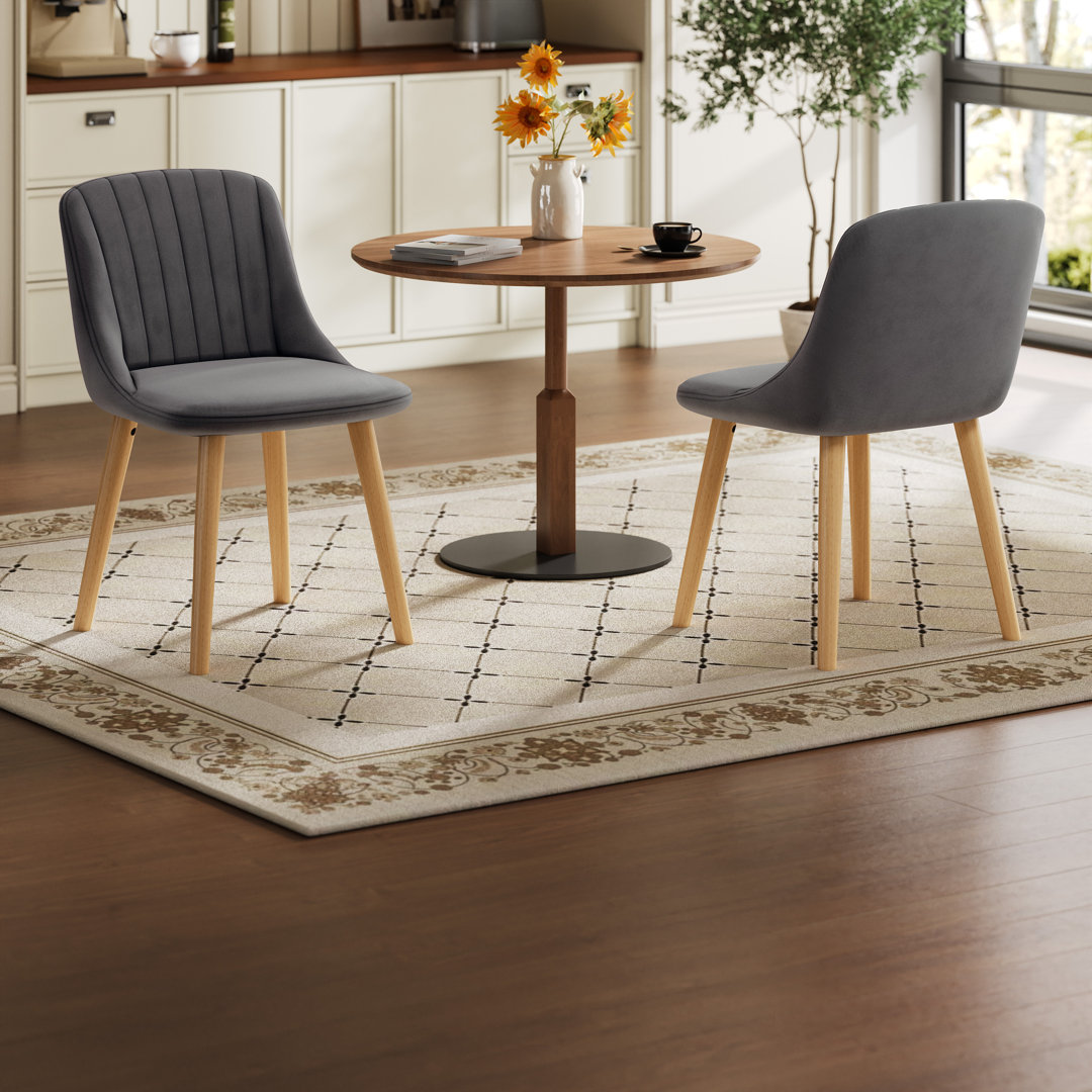 48.5cm H Upholstered Dining Chairs With Wooden Legs