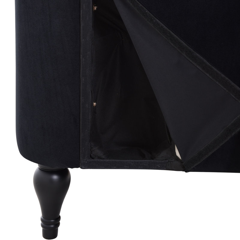 Chaise longue 58 pouces Velouris avec revêtement en velours et garniture cloutée