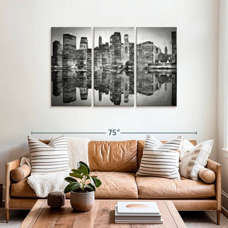 Sireci Abstract Skyline BW, 36" H x 57" W