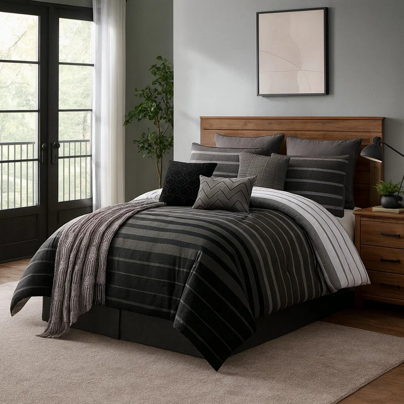 Ensemble d'édredon en polyester, Édredon pour très grand lit + 9 pièces supplém