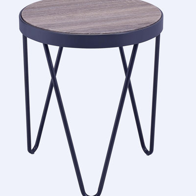 Weathered grey oak and black side table