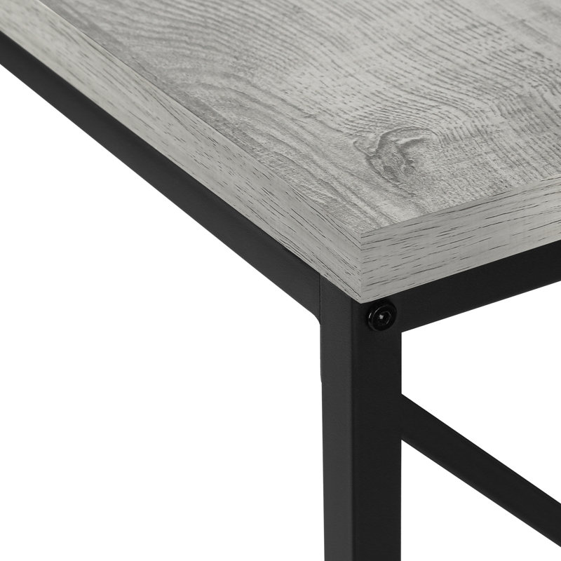 Table d'appoint moderne pour présentation - stratifié gris, structure en métal noir, table d'entrée contemporaine en stratifié, pieds